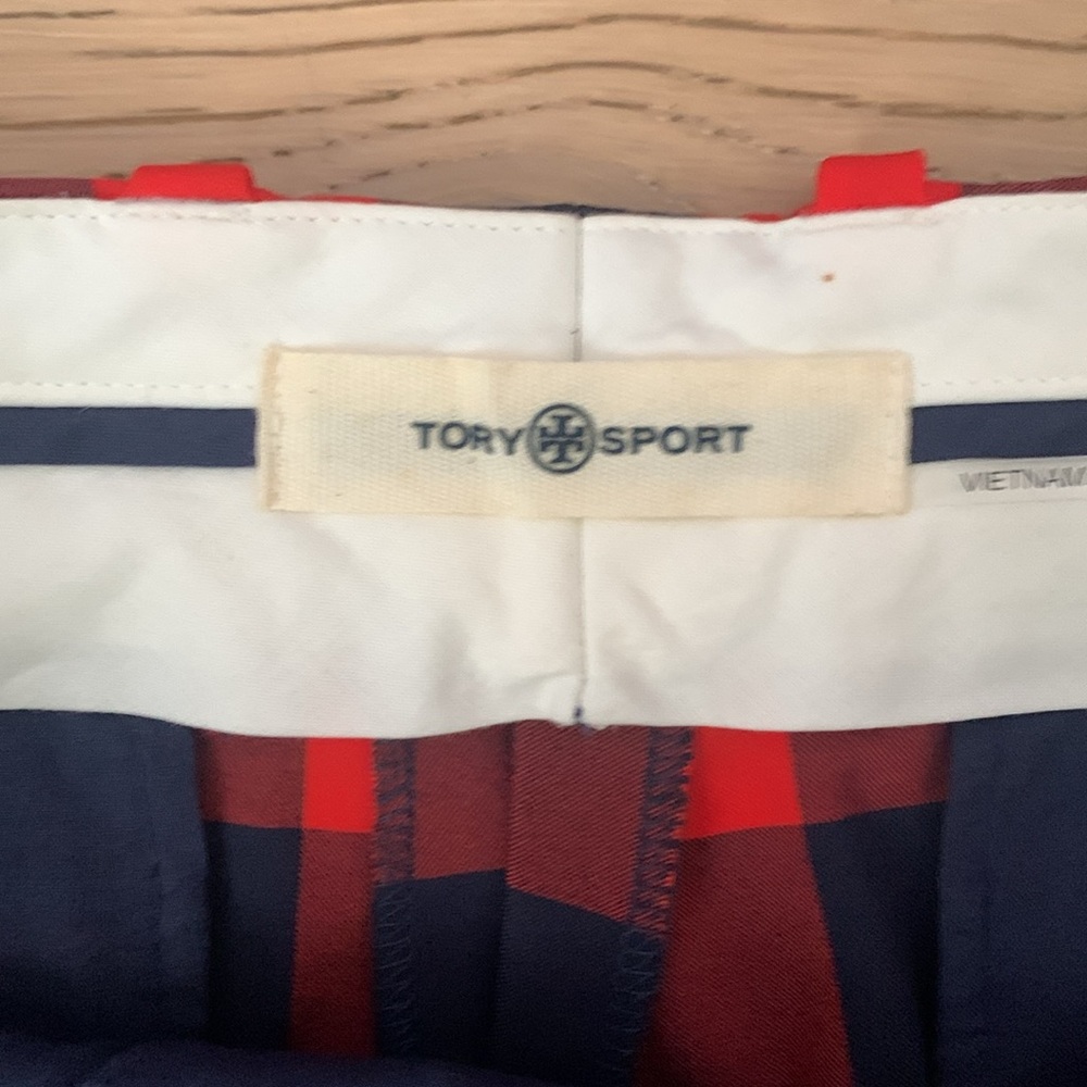 Tory Sport Red and Navy Plaid Pants - Picture 3 of 4